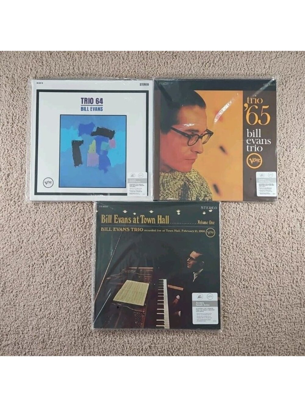 Lot of 3 Bill Evans Records: (Verve Acoustic Sounds) Trio 64, Trio 65, At Town